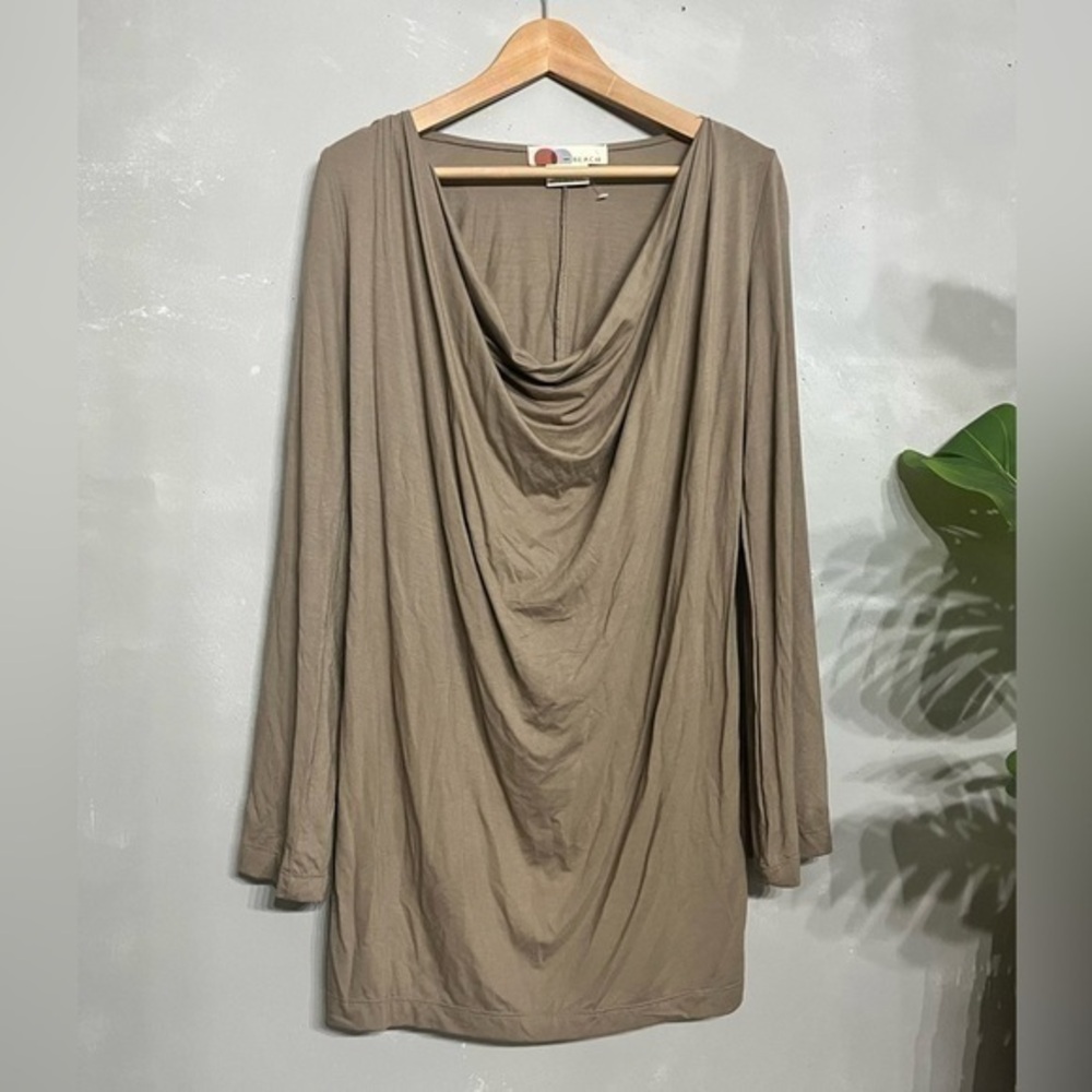 FREE PEOPLE | FP Beach Cowl Neck Jersey Mini Dress coverup taupe - Small